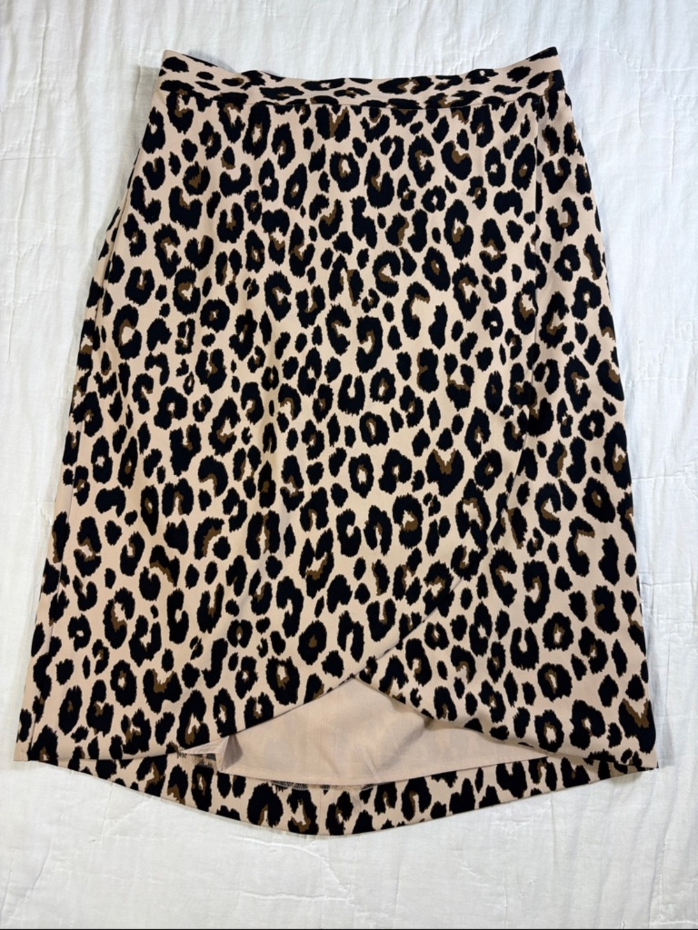 Ann Taylor Women's Leopard Print Lined Wrap-Style Pencil Skirt Beige/Multi Sz 4
